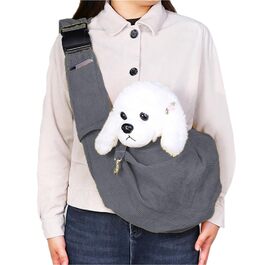 Сумка-переноска для собак та котів, на плече, регульована, сірого кольору