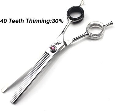 Професійна витончена ножиці для грумінгу собак 7 дюймів, 440C сталь, витончена клинка, для розрідження шерсті, 45% розрідження, кольоровий дизайн 'Райдужна рибка'