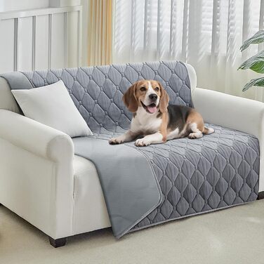 Водонепроникний плед для собак Lekereise 157x208 см – 100% поглинаючий та захист від протікання, м'який антиковзний плед для захисту дивану, ліжка та авто – миючий килимок для собак та котів (Сірий, 137 x 208 см)