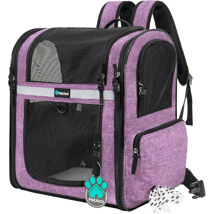 PetAmi Рюкзак для котів та собак, великих та малих, для подорожей та прогулянок (фіолетовий, M)