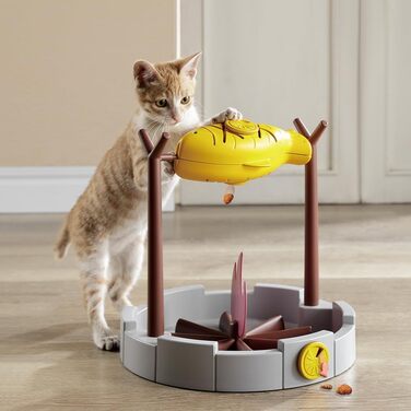 PetPals дозатор для котячих ласощів та сухого корму, інтерактивна миска-іграшка для повільного годування, для снеків з риби, 27,9 см