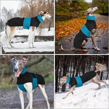 Тепла куртка для грейхаундів та інших породистих собак, флісова підкладка, блакитна