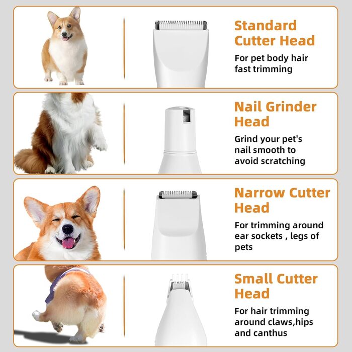 Професійна машинка для стрижки собак та котів 4-в-1 з LED-дисплеєм, акумуляторна, для грумінгу лап, очей, вух, обличчя та тіла