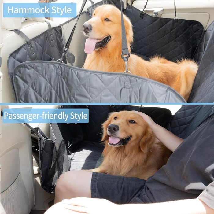 Підстилка для собак у машину: розширювач заднього сидіння, водовідштовхувальна, з кишенями та сіткою