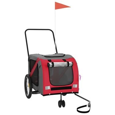 Причеп для собак та котів, велосипедний, червоний та сірий, з оксфордської тканини та металу, для маленьких та середніх собак та котів