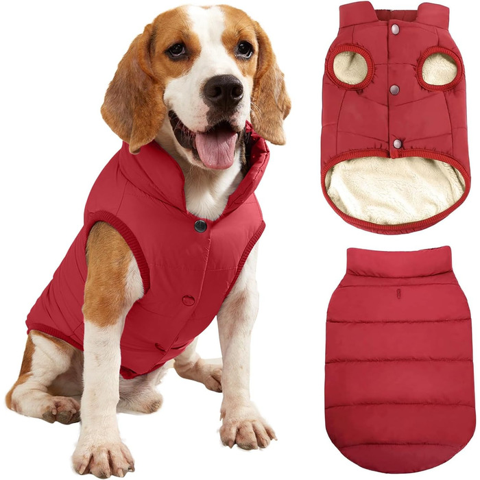 PETCUTE Зимовий теплий пуховик для собак, куртка для маленьких, середніх та великих собак, тепла собача куртка з отвором для повірця, ідеальна для зими, вітронепроникна жилетка для собак, XS, бордовий