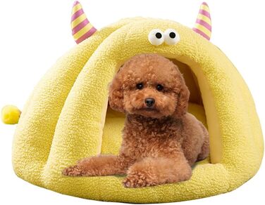 Зручне ліжко-будиночок на підйомнику для котів та собак, м'яке ліжко для собак, затишний будиночок-ігуана, милий мультяшний котячий дім, ліжко для домашніх котів (зелений). Зелений (M, жовтий)