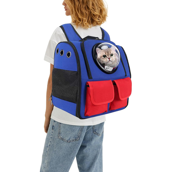 Рюкзак для кота PETCUTE, блакитний: зручний, дихаючий, з підкладкою. Ідеальний для транспортування котів та маленьких собак