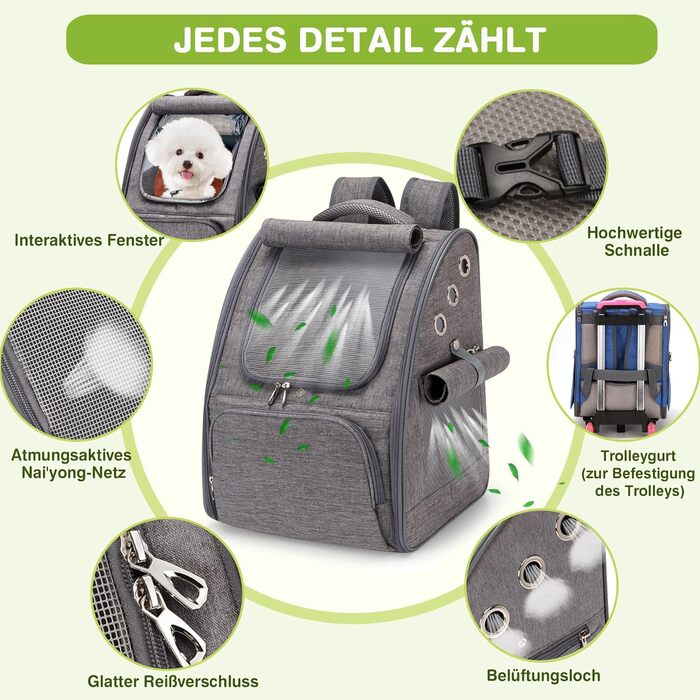 ALLSOPETS Рюкзак-переноска для собак і котів, складаний, дихаючий, з сонцезахистом, графітово-сірий, для подорожей, кемпінгу, прогулянок