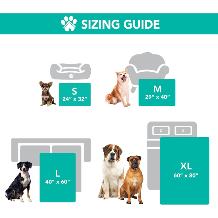 Водонепроникний килимок для собак PetAmi, захисний від протікання, для малих, середніх та великих собак, двосторонній, під меблі, ліжко, диван, софу, чохол, м'який, в смужку, килимок для домашніх тварин, 152,4 x X-Large (60x80), сірий/світло-сірий