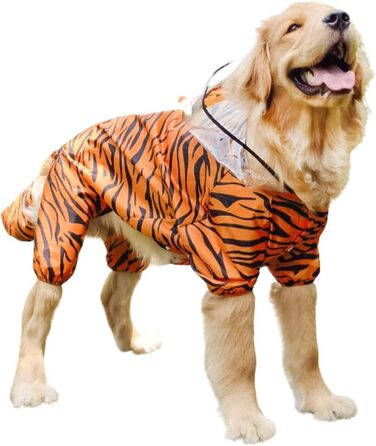 Водонепроникний дощовик для великих собак з повним хвостом, косплей, костюм, куртка з капюшоном, розмір 6XL (63х83 см, тигр)