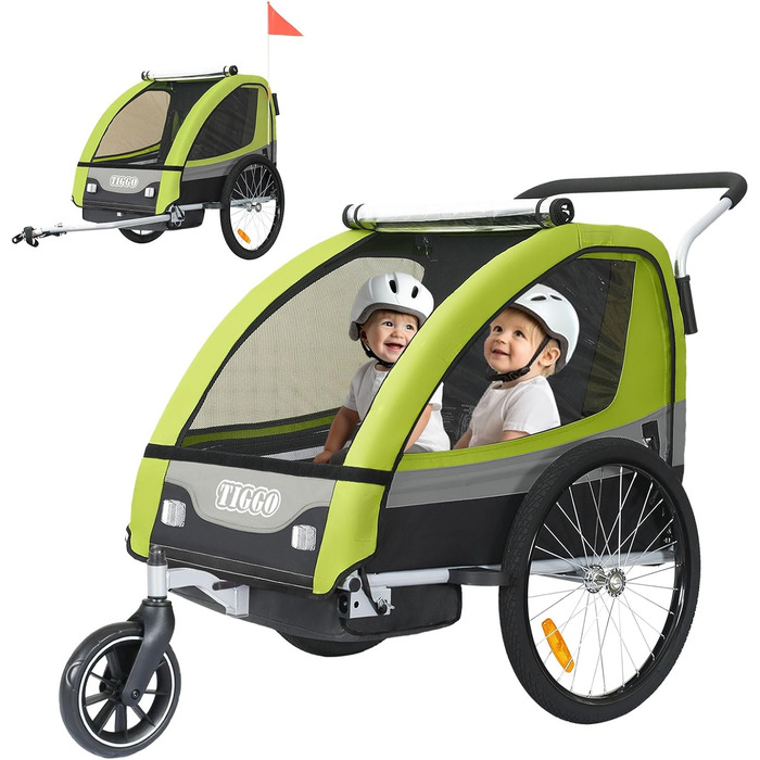 Дитячий причіп Tiggo 2-в-1 для велосипеда, Jogger, 50402 (Зелений)