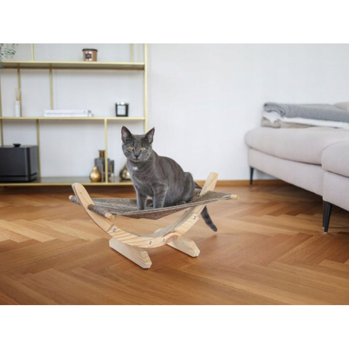Гамак-ліжечко для котів Kerbl Siesta 2.0 Eco Wood, бежевий, 61x37x29 см
