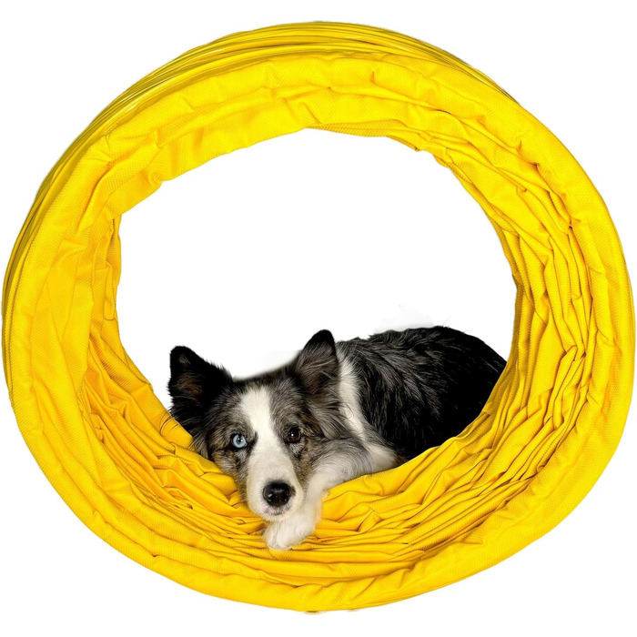 Туннель для аджиліті Callieway® для собак, діаметр 60 см, повний захват 360°, жовтий (6 м)
