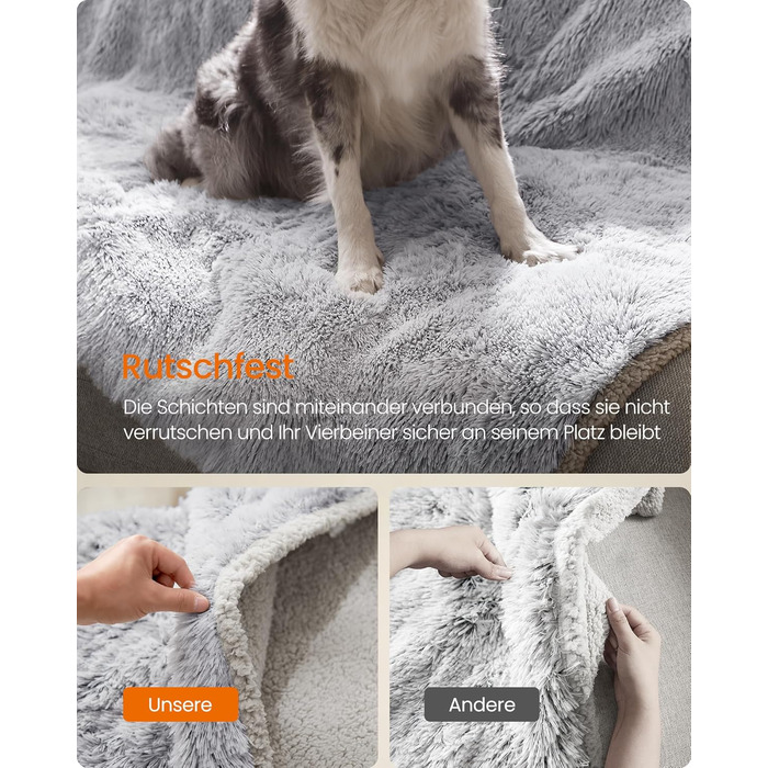 Водонепроникний килимок для собак Feandrea з довгим плюшем, XXXL (229 x 203 см), Sherpa, двосторонній, для собак, людей, котів