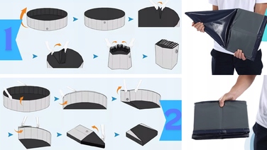 Складаний басейн для собак Wobell, сірий, 100x30 см, 230 л