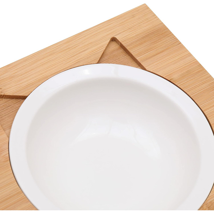 Ергономічна годівниця для котів Limmby з кераміки та бамбукового каркасу | Підвищена годівниця з об'ємом 250 мл