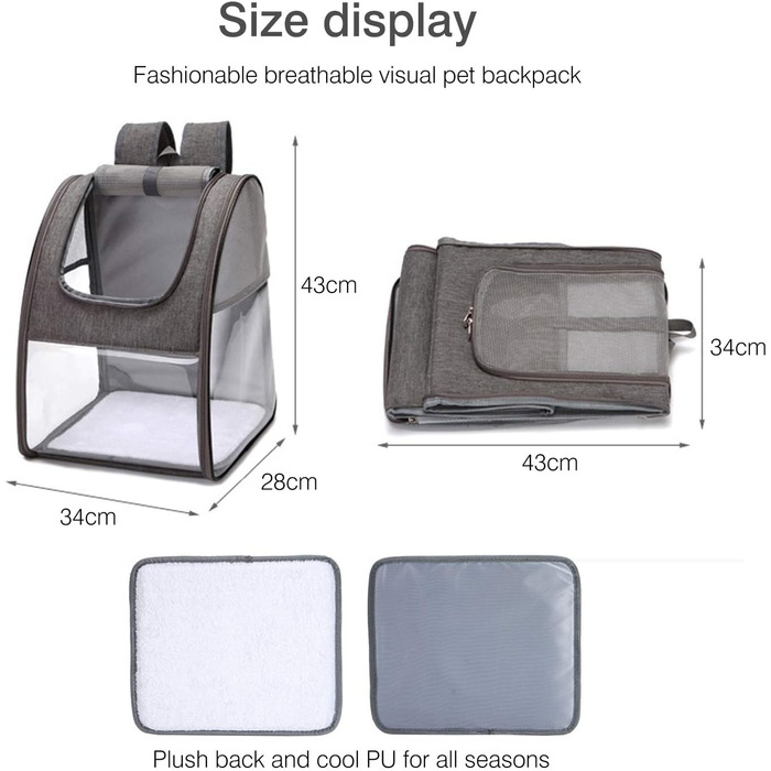 Рюкзак для собак і котів PETCUTE: переноска-рюкзак для прогулянок та подорожей, блакитний, до 7.5 кг