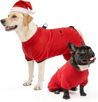 Зимовий теплий одяг для собак SCENEREAL: флісовий пуловер з інтегрованим шлейкою, тепла куртка з ролетним коміром для маленьких та великих собак