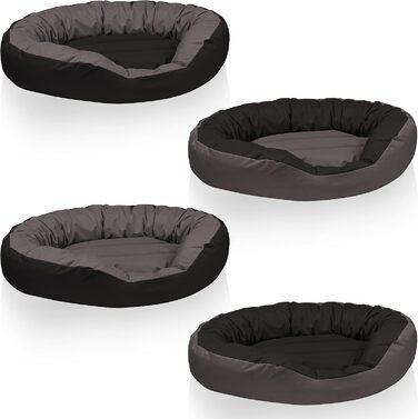 BedDog® Hundebett Sunny 4in1, велике собаче ліжко Rock-Flow, овальне/кругле, з Cordura, для дому та вулиці, XXXL, сіро-антрацит, 150 x 120 x 23 см