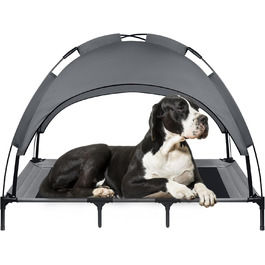Лежанка для собак з балдахіном, велика, 92 x 76 x 92 см. Лежанка для тварин, водонепроникна, з дихаючим мережевим покриттям, для кемпінгу та пляжу. Розмір L (XL: 122 x 92 x 102 см)