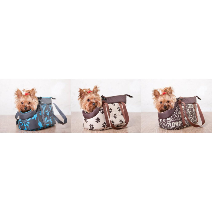 Сумка-переноска DOGGY Hobbydog для собак і котів, 27x25x43 см, коричнева з лапками