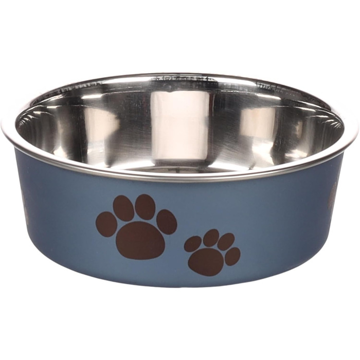 Персоналізований миска для собак з нержавіючої сталі 2200 мл – протиковзкий кільце – для великих собак – з іменем – Petslino (Металево-блакитний, XS)