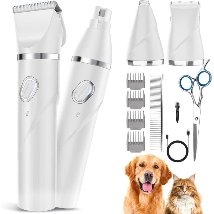 Набір 4 в 1 для догляду за собаками: машинка для стрижки, триммер для лап, точилка для кігтів, для собак та котів