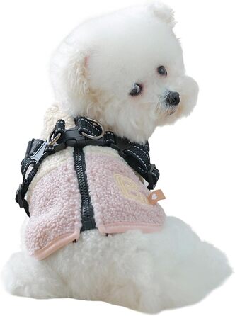 Зимовий теплий куртка для собак, вітронепроникний, з флісовою підкладкою, з отвором для повідка, для цуценят та собак середніх розмірів, для осінніх та зимових прогулянок, зелено-білий (рожевий/білий)