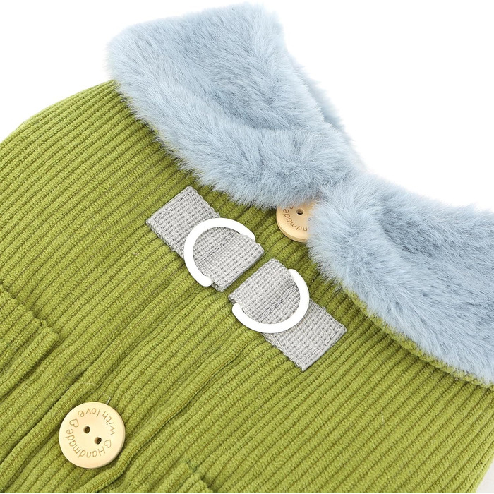 Теплий куртка для собак на осінь/зиму Ranphy з флісовою підкладкою та D-порогом, для чихуахуа та інших маленьких порід (зелений, M)