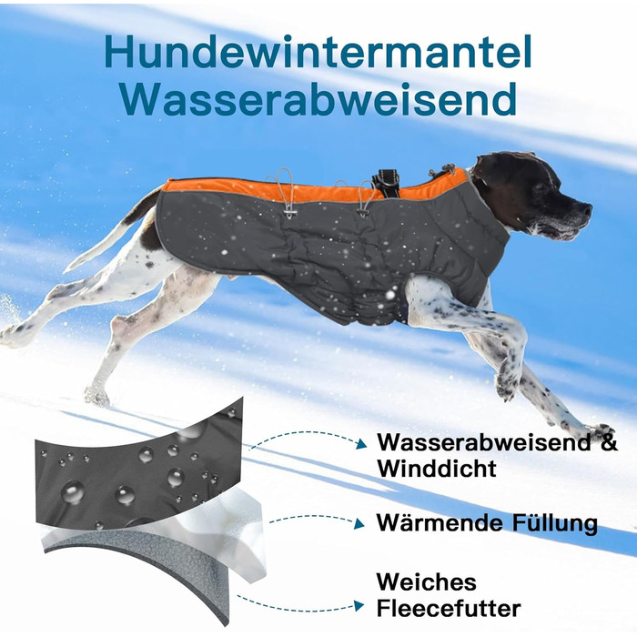 Зимовий теплий дощовик для собак, водонепроникний, з регульованим коміром, для середніх собак, кокер спанієль, оранжево-сірий, розмір M