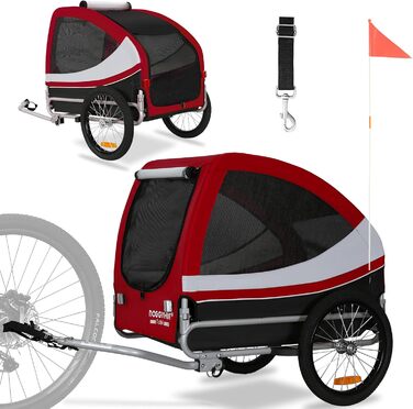 DOGGYHUT® Tobi - великий велопричіп для собак, 35 кг, зелений/червоний