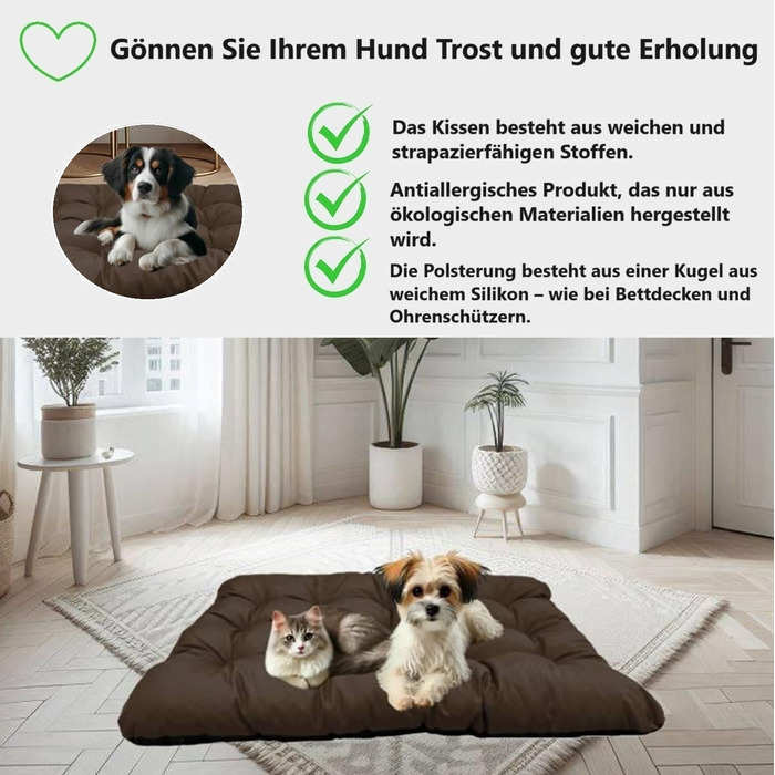 Килимок для собак King Dog: водовідштовхуючий, XL (120x80 см), 10 см, для великих та середніх собак, коричневий