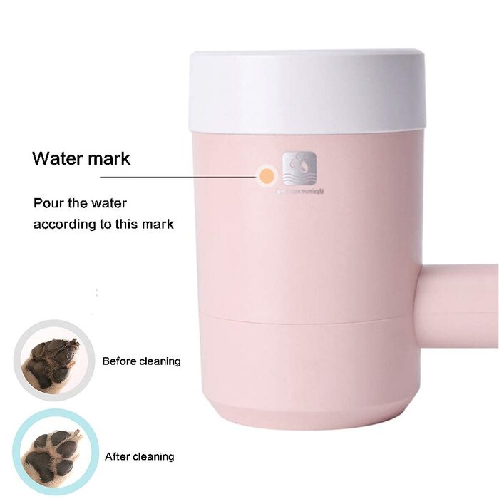 Миска для миття лап тварин Pet Clean, силікон, рожева. Мийка для лап собак та котів, щітка для лап, портативна