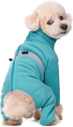 Теплий флісовий одяг для собак, зимовий, з довгим рукавом, для чотирилапих, регульований, для собак маленьких та середніх розмірів, розмір XS (Синій)