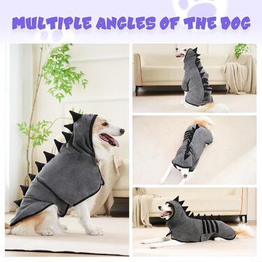 Рушник для собак з мікрофібри, швидковисихаючий, регульований, надзвичайно поглинаючий для середніх та великих собак, легко одягається (Сіро-зелений, Сіро-чорний, S)