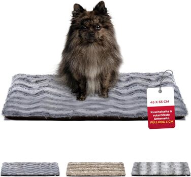 Килимок для собак HS-Hundebett® з антиковзаючою основою, XS (45x65 см) – М'який, з наповнювачем, зручний для миття – Тепла ковдра для собак, Антрацит, Made in DE 45x65 см