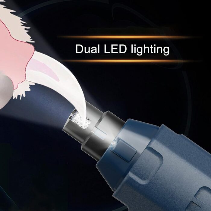 Шліфувальник нігтів для собак Greensen - тихий, 6 режимів, LED-підсвічування, 12000 об/хв, перезаряджається, для собак різних порід, інструмент для догляду