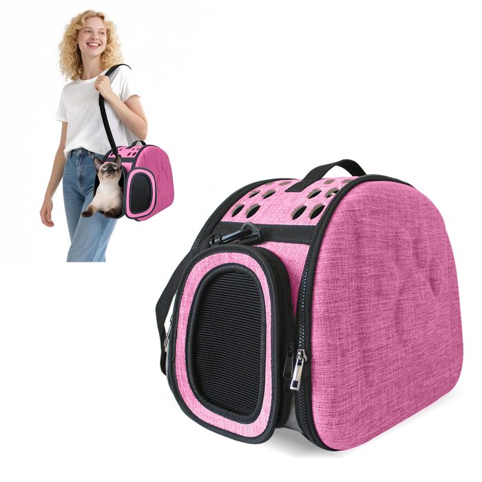 Транспортна сумка для собак і котів, переноска для тварин, дорожня сумка-переноска для маленьких собак і котів, до 4 кг, рожевий колір