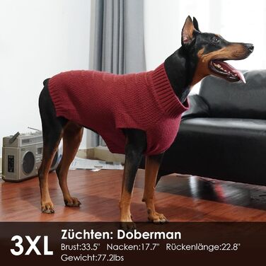 Теплий пуловер для собак, м'який, в'язаний, з косими смужками, бордовий, червоний, розмір L