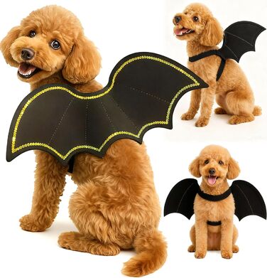Костюм на Хелловін для собак: крила кажана, карнавальний костюм для тварин, для цуценят, маленьких, середніх та великих собак, веселе косплей (S-M)