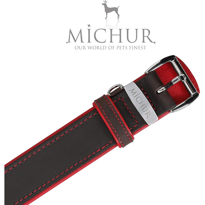 Шкіряний нашийник для собак MICHUR Oleo Rot, коричневий, різні розміри
