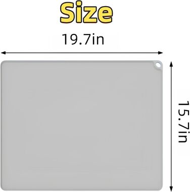 Силіконова килимок для годування домашніх тварин, 50,8 x 40,6 см, вологостійкий, для собак та котів, з антиковзаючою основою, з бортиками, легко миється, сірий