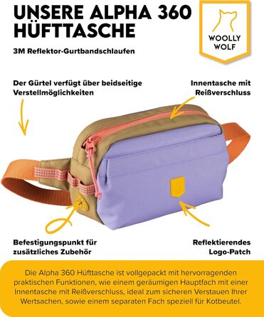 Сумка на пояс для собак Woolly Wolf Alpha 360: ласощівниця з перероблених матеріалів (лавандово-фіолетовий)