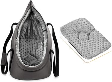 Трансформер для собак та котів (сірий), 34 x 22 x 26 см - переноска для цуценят та маленьких собак до 5 кг (плюшевий матеріал з буграми)