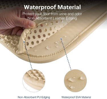 Килимок для котячого туалету WePet, мат для котячого лотку – середній розмір, стільникова структура, двошаровий килимок, без фталатів, для контролю сечі та води, легко миється, контроль розсипання, 61 x 38.1 см, бежевий