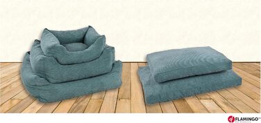 Прямокутний велюровий лежак Flamingo синій 65x50 см для французьких бульдогів, такс, біглів і котів, розкішний комфорт і стильний дизайн