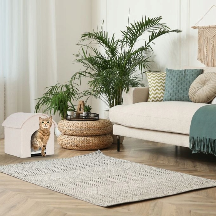 Будиночок для кота або маленького собаки зі скребком Relaxdays — затишне лежанка
