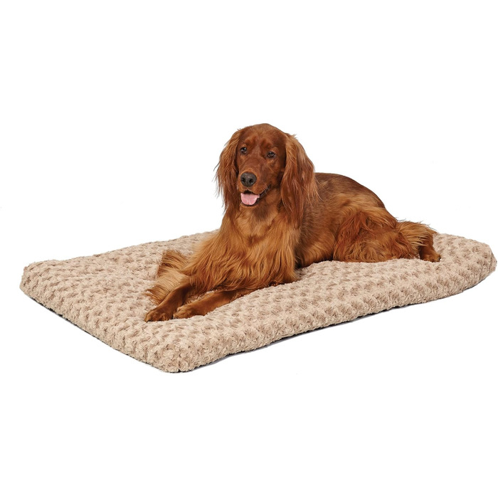 М'яке ліжко для домашніх тварин Midwest Homes for Pets QuietTime Deluxe Mocha Ombre Swirl, розмір M/L, машинне прання, антиковзаюча підкладка, для кліток 91 см (Мокко, 99 x 65 x 9 см)
