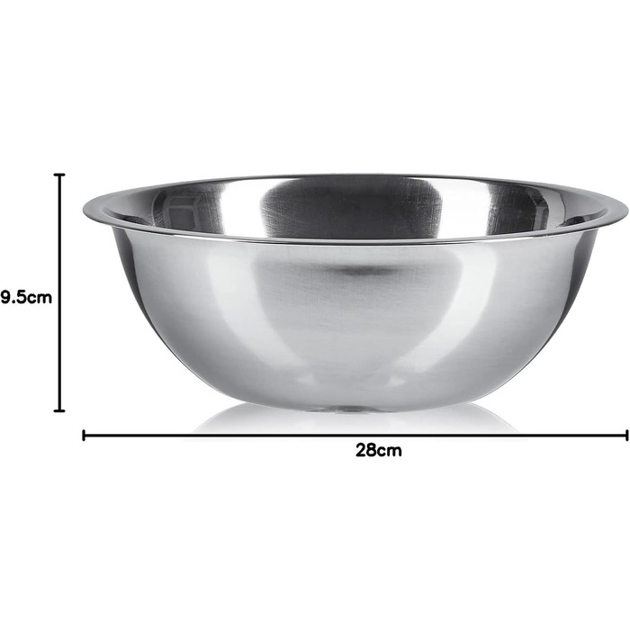 Набір кухонних мисок Pullmer (2 шт) з нержавіючої сталі, 30 см, для мюслі, салатів, замішування, сервірування, миска кругла, безпечні для їжі, придатні для миття в посудомийній машині